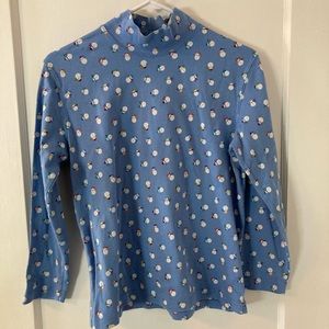 Talbots Snowman Print Mock Turtleneck
